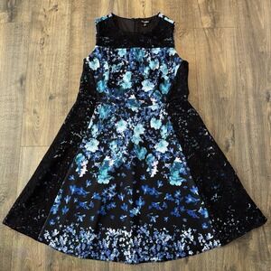 Roz & Ali Fit & Flair Dress Sz 18 Zip Up Knee Length Floral Lace Summer Party